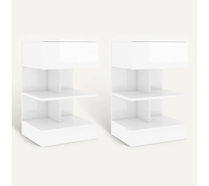 Tables De Chevet 2 Pièces Blanc Brillant 40x35x65 Cm