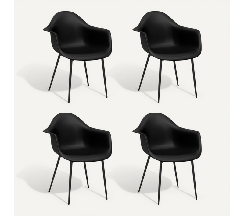Chaises À Manger Lot De 4 Noir Pp