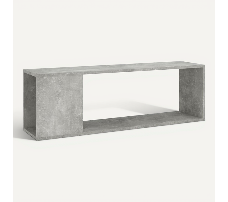 Meuble TV Gris Béton 100 X 24 X 32 Cm Bois Contreplaqué 2 étagères Design Classique
