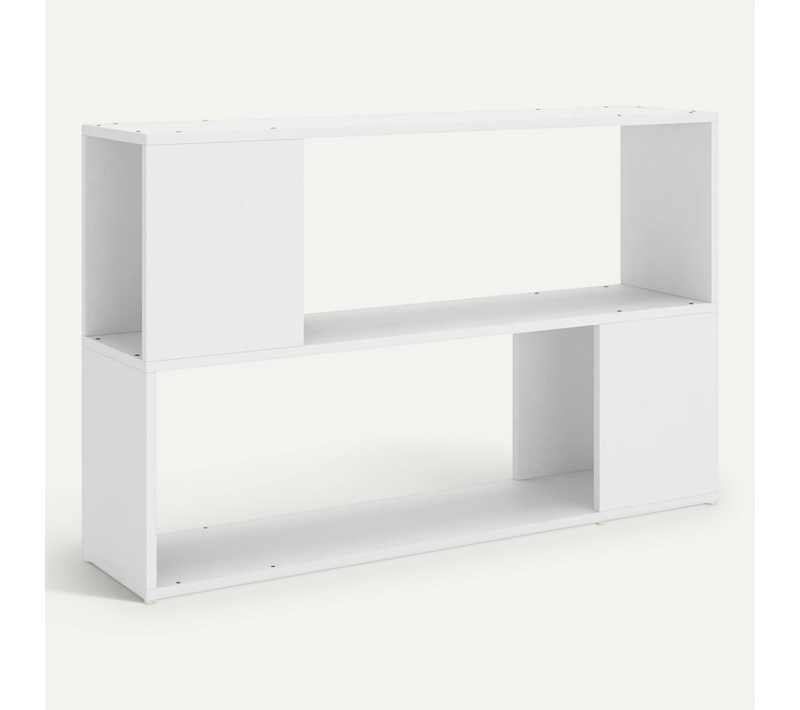 Bibliothèque Blanche 100x24x63 Cm, 2 étagères, Compartiment Ouvert, Design Moderne Et Durable