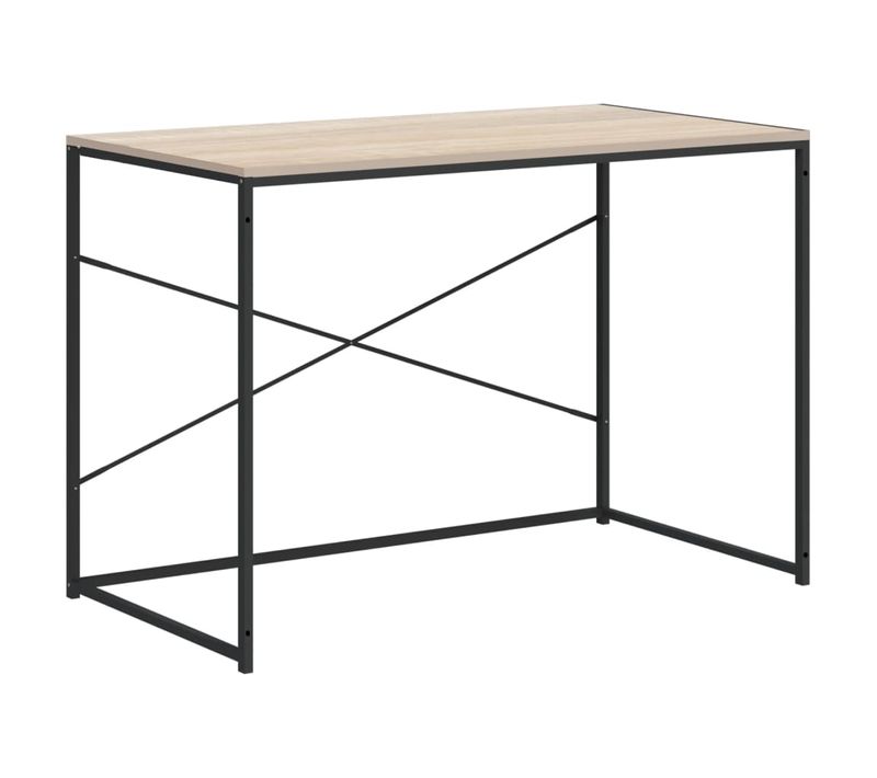 Bureau D'ordinateur Noir Et Chêne 110x60x70 Cm Aggloméré
