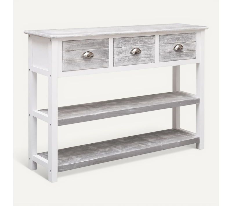 Buffet Gris Antique 108x30x76 Cm Bois De Paulownia Massif