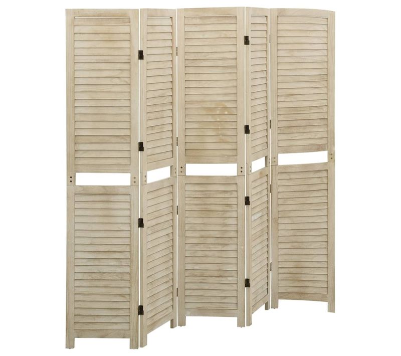 Cloison De Séparation 5 Panneaux 175x165 Cm Bois De Paulownia