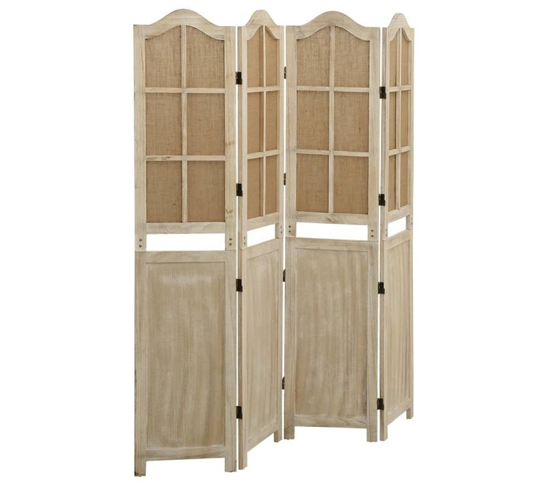 Paravent 4 Panneaux Marron 140x165 Cm Tissu