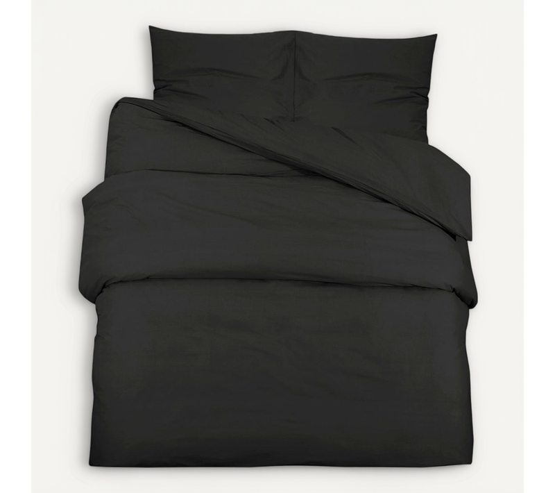 Ensemble De Housse De Couette Noir 135x200 Cm Microfibre Légère