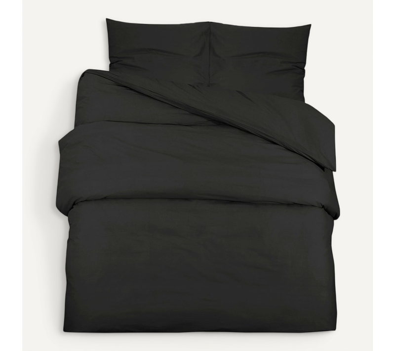 Ensemble De Housse De Couette Noir 155x220 Cm Microfibre Légère