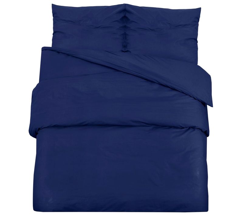 Ensemble De Housse De Couette Bleu Marine 200x200 Cm Coton