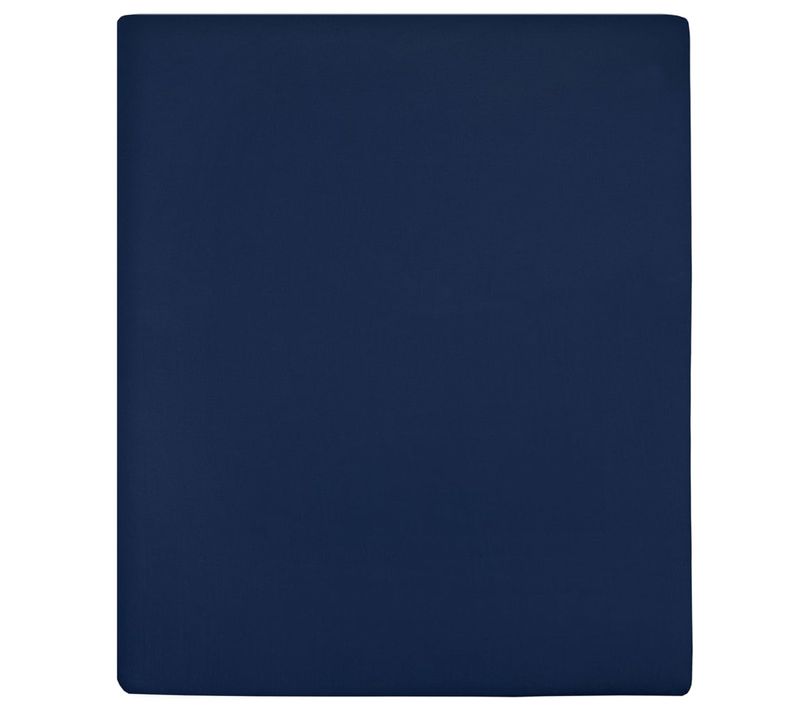 Draps-housses Jersey 2 Pièces Bleu Marine 90x200 Cm Coton