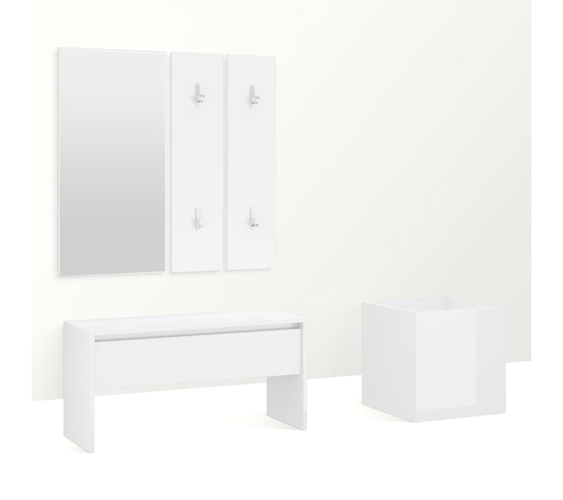 Ensemble De Meubles De Couloir Blanc Brillant Bois Contreplaqué