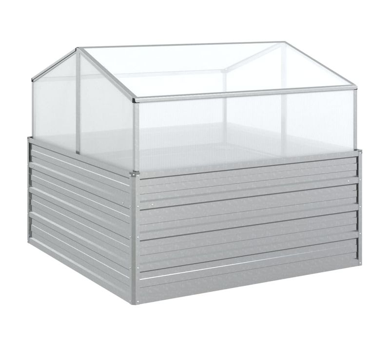 Jardinière De Jardin Avec Serre 100x100x85 Cm Argenté