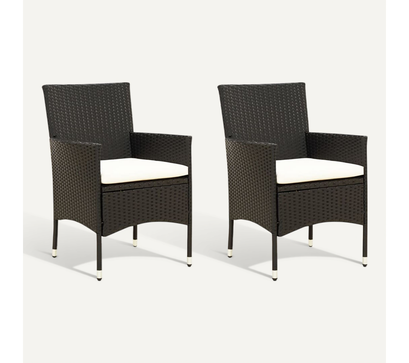 Chaises De Jardin Lot De 2 Avec Coussins Résine Tressée Noir Durable