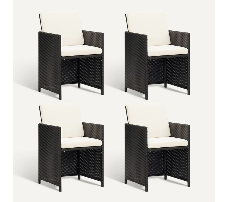 Chaises De Jardin Lot De 4 Résine Tressée Noir