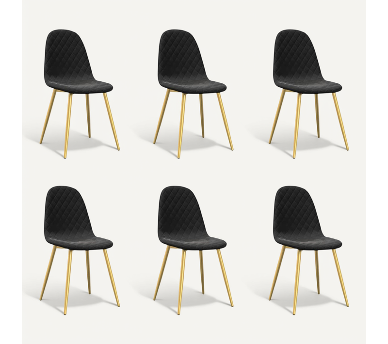 Chaises À Manger Lot De 6 Noir Velours