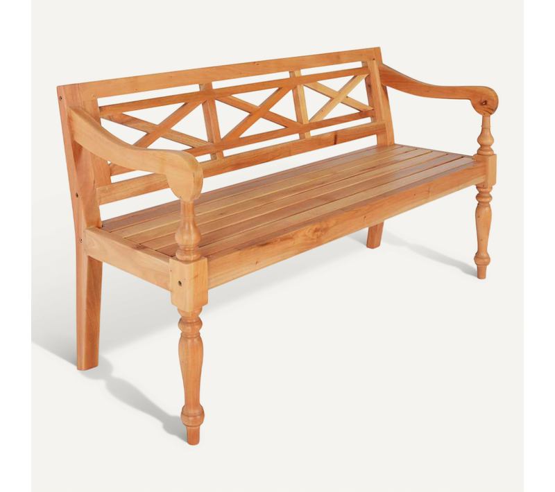 Banc Batavia 123 Cm Bois D'acajou Massif Marron Clair