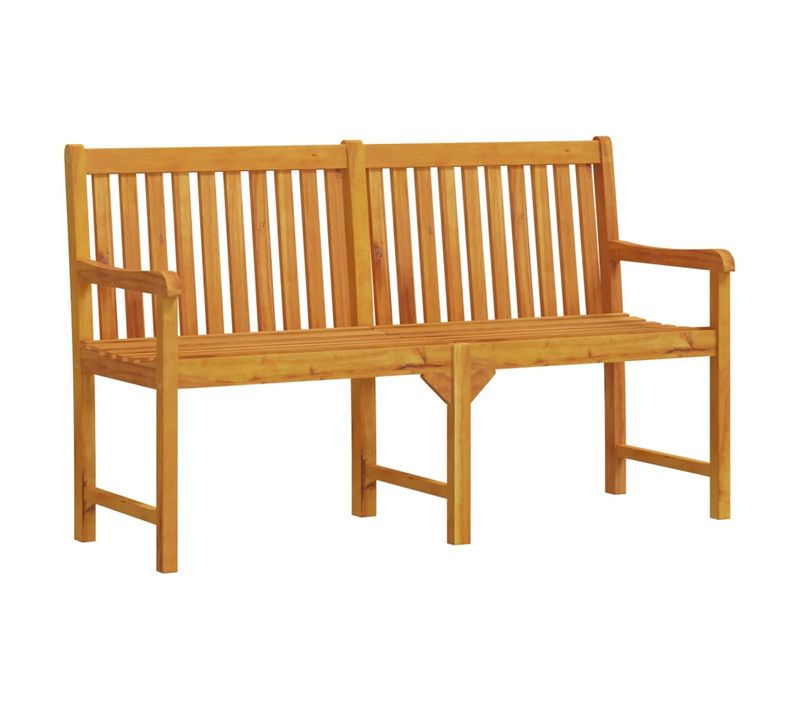Banc De Jardin En Bois D'acacia Massif 150 Cm Avec Dossier Et Accoudoirs