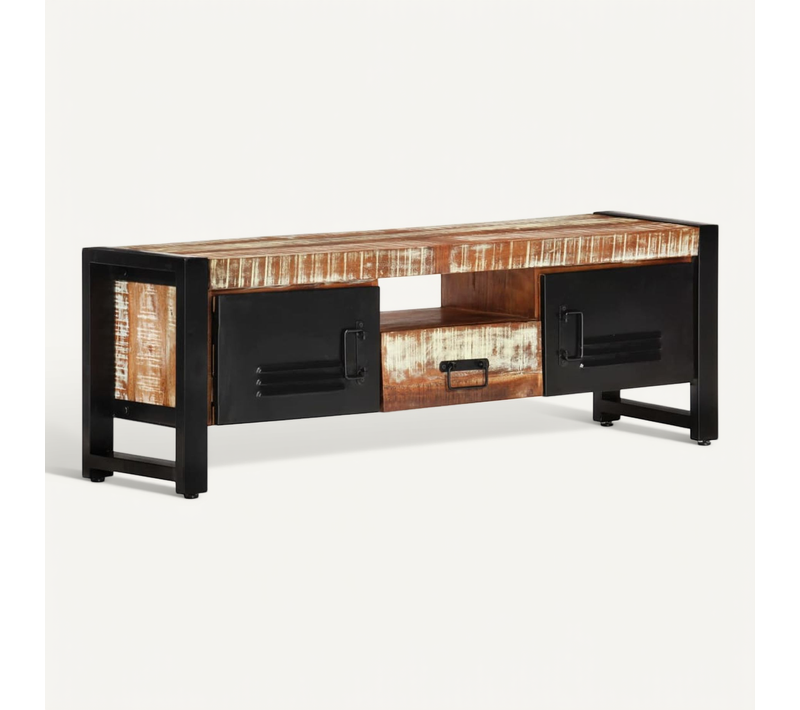 Meuble TV 120x30x40 Cm Bois Massif De Récupération
