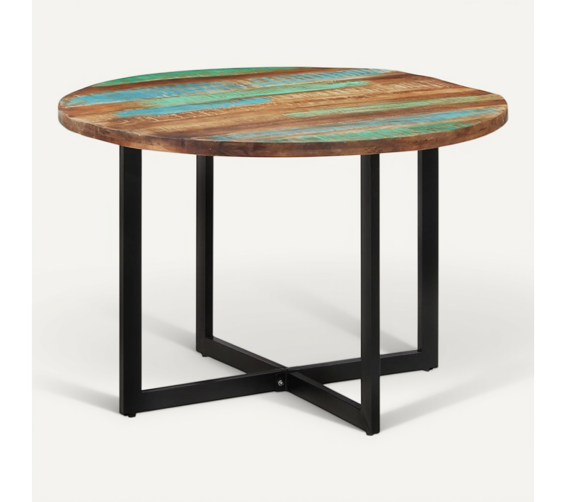 Table À Manger 110x75 Cm Bois Massif De Récupération