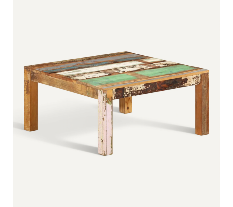 Table Basse 80x80x40 Cm Bois De Récupération Massif