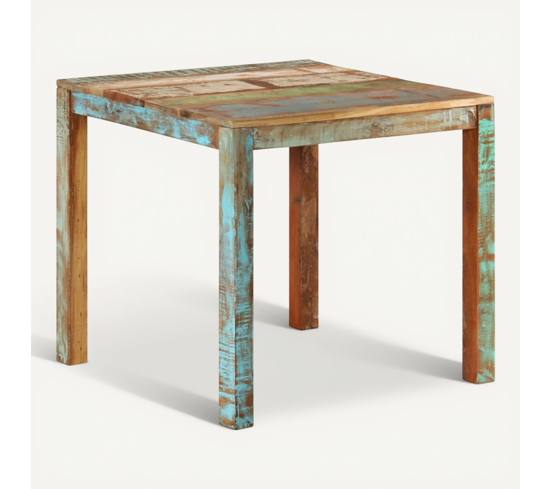 Table À Manger 82x80x76 Cm Bois De Récupération Massif