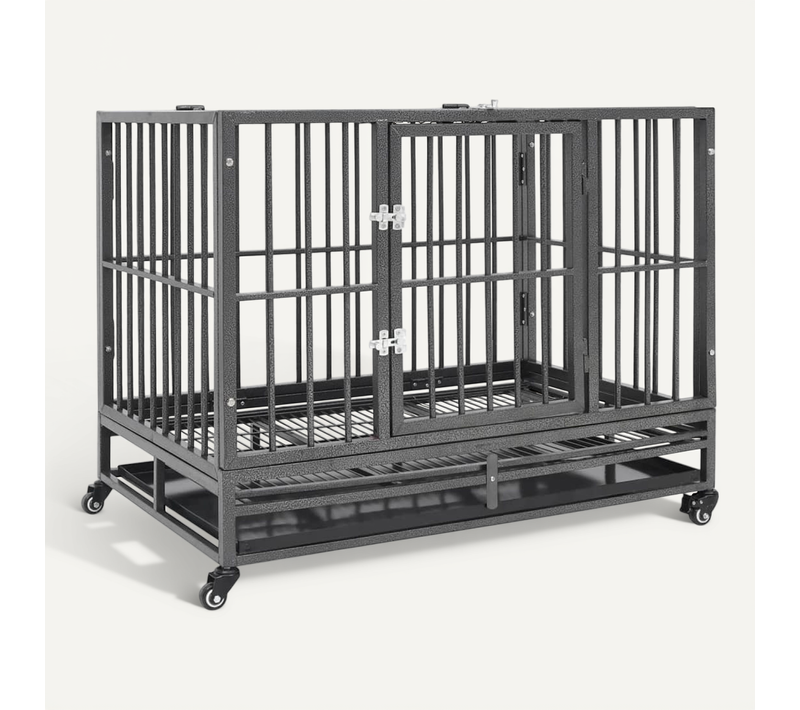 Cage Pour Chiens Avec Roues Acier 92x62x76 Cm