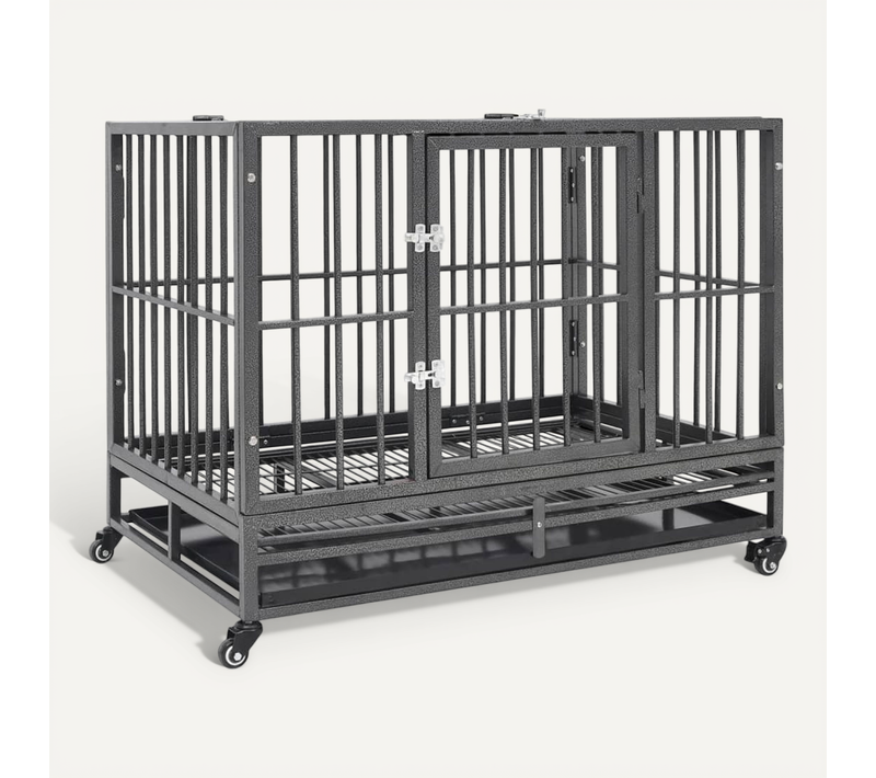 Cage Pour Chien Avec Roues Et Toit Acier 102x72x85 Cm
