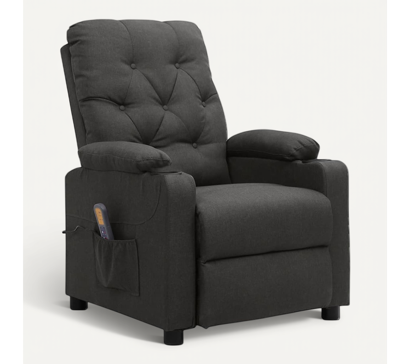 Fauteuil De Massage Inclinable Gris Foncé Tissu