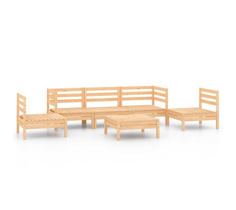Salon De Jardin 6 PCs Bois De Pin Massif