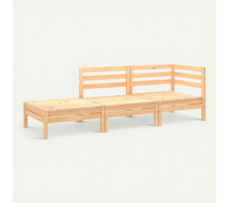 Salon De Jardin 3 Pièces Bois De Pin Massif Modulaire