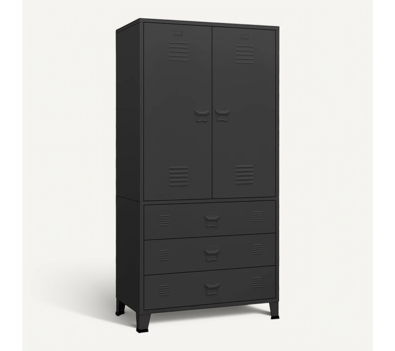 Armoire Industrielle Noir 90x50x180 Cm Métal