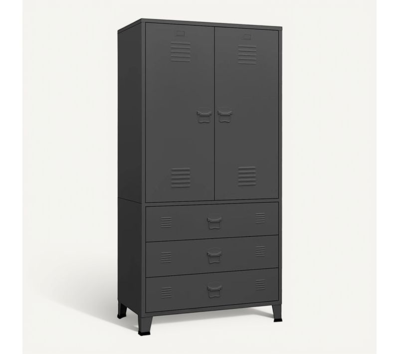 Armoire Industrielle Anthracite 90x50x180 Cm Métal