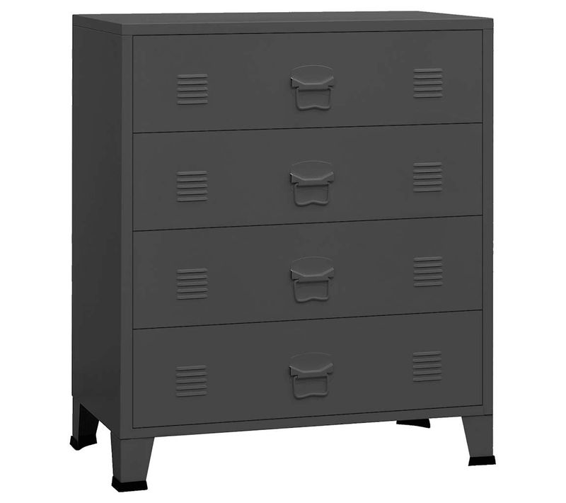 Armoire à Tiroirs Industrielle Anthracite 78x40x93 Cm Métal