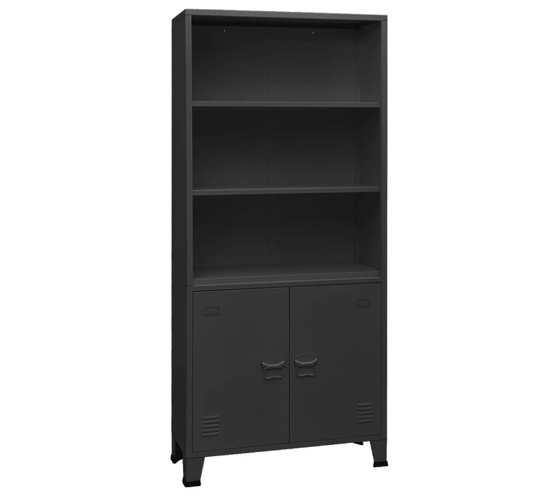 Bibliothèque Industrielle Anthracite 80x32x180 Cm Acier