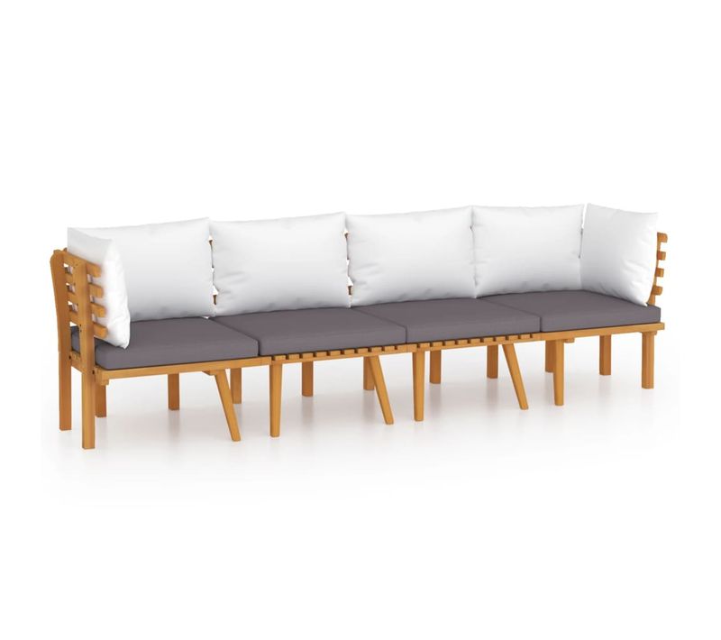 Salon De Jardin 4 Pièces Avec Coussins Bois D'acacia Solide