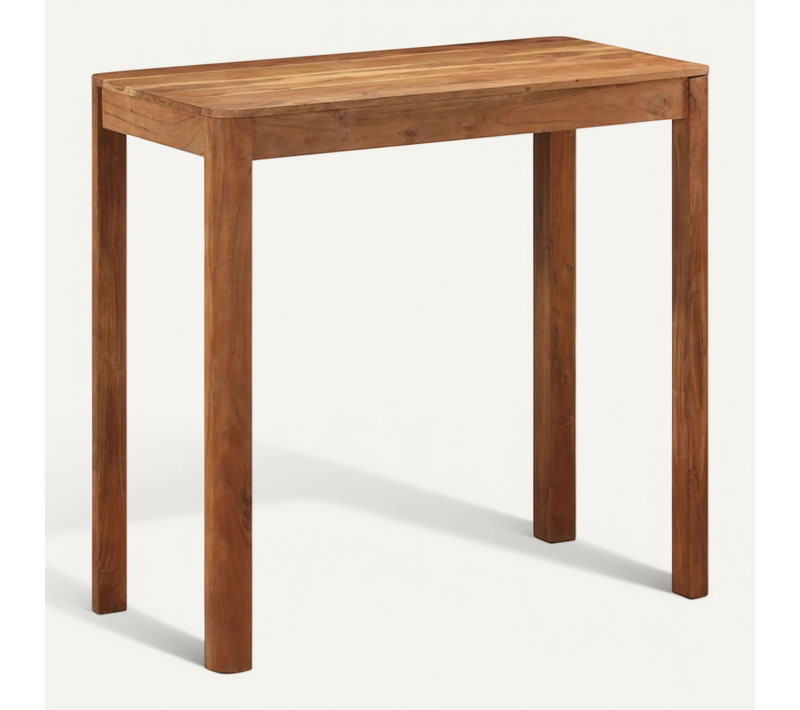 Table De Bar Bois Massif D'acacia Et Finition Miel 110x55x106cm