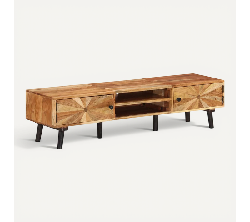 Meuble TV 145x35x35 Cm Bois D'acacia Massif