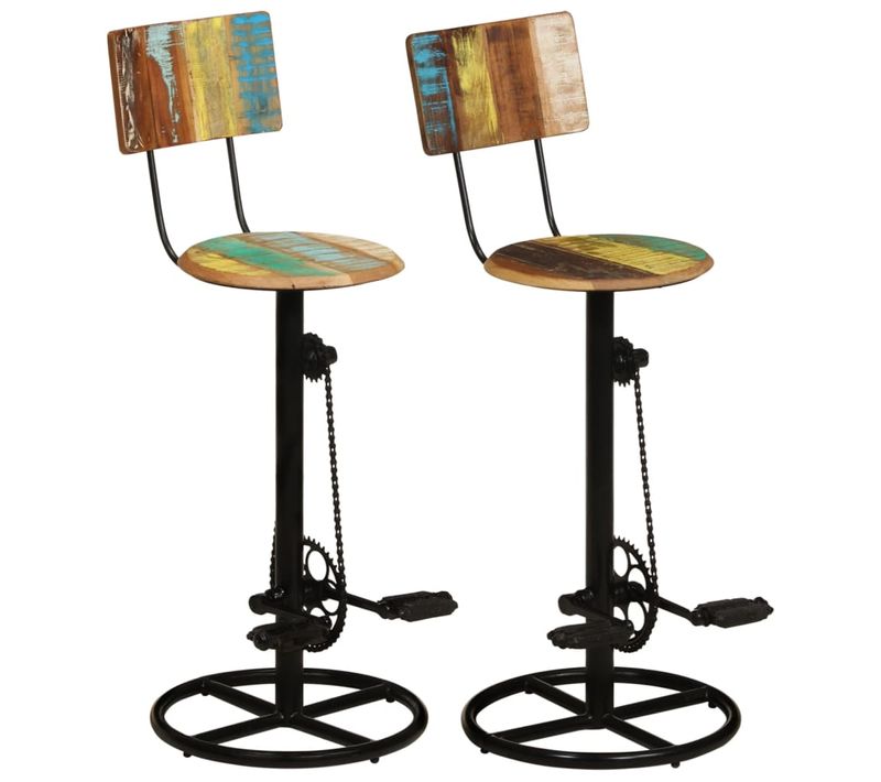 Tabourets De Bar Lot De 2 Bois De Récupération Massif