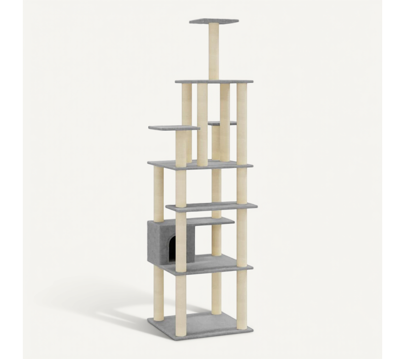 Arbre À Chat Avec Griffoirs En Sisal Gris Clair 183 Cm