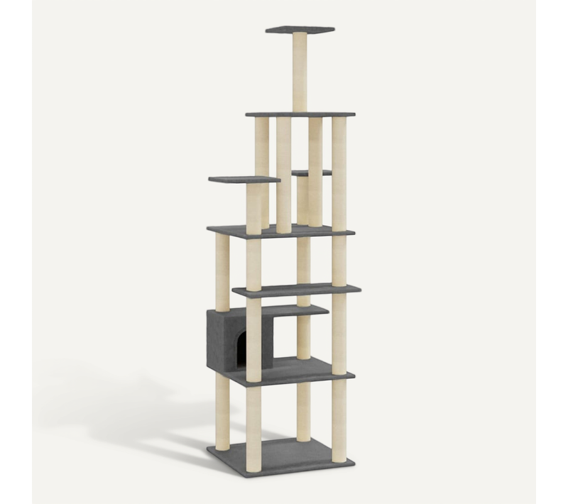 Arbre À Chat Avec Griffoirs En Sisal Gris Foncé 183 Cm