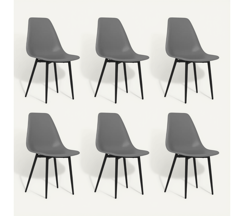 Chaises À Manger Lot De 6 Gris Pp