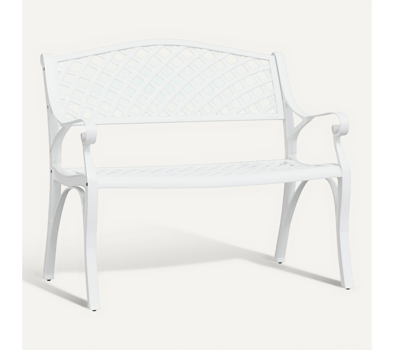 Banc De Jardin 102 Cm Aluminium Coulé Blanc