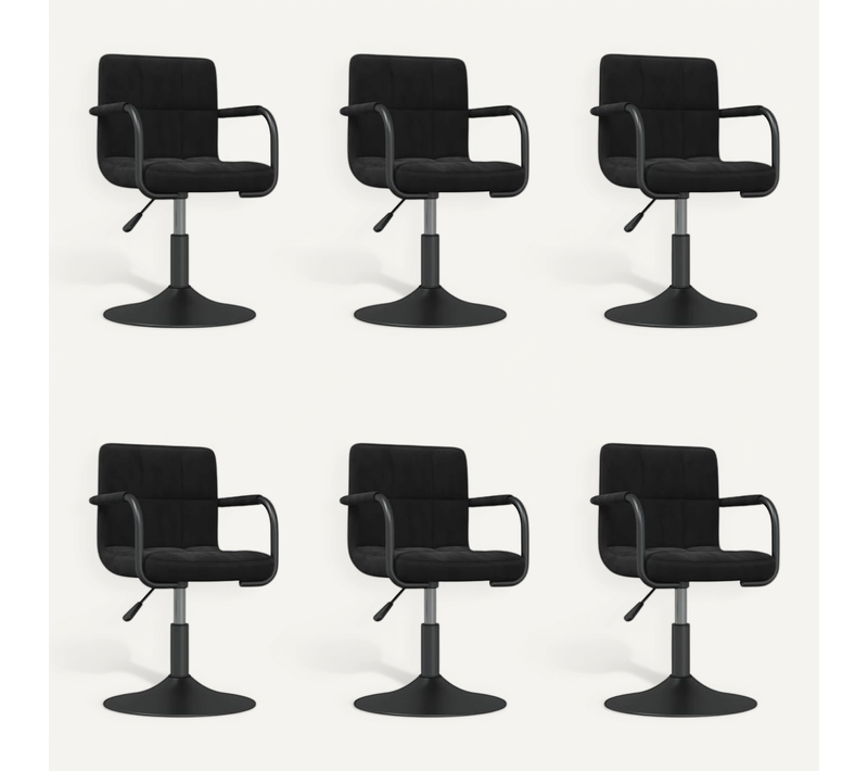 Chaises Pivotantes À Manger Lot De 6 Noir Velours