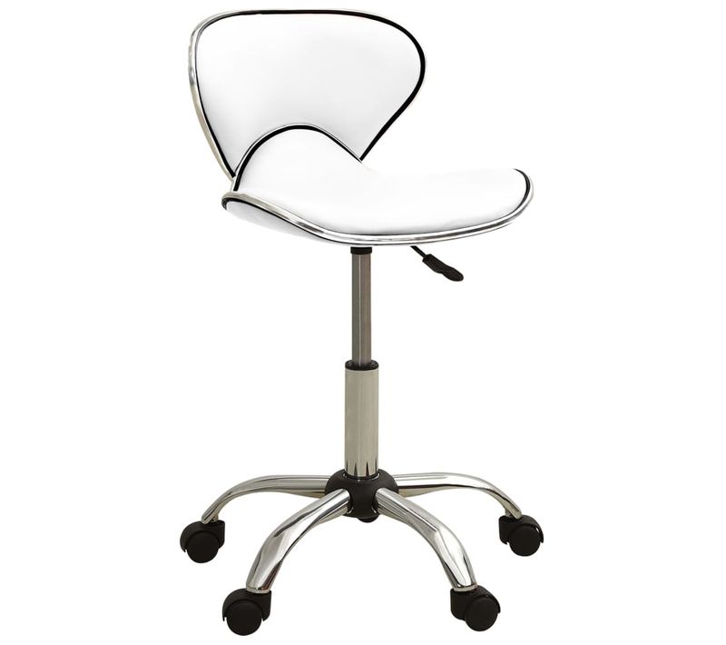 Chaise De Bureau En Simili Blanc, Pivotante à 360°, Réglable Et Moderne