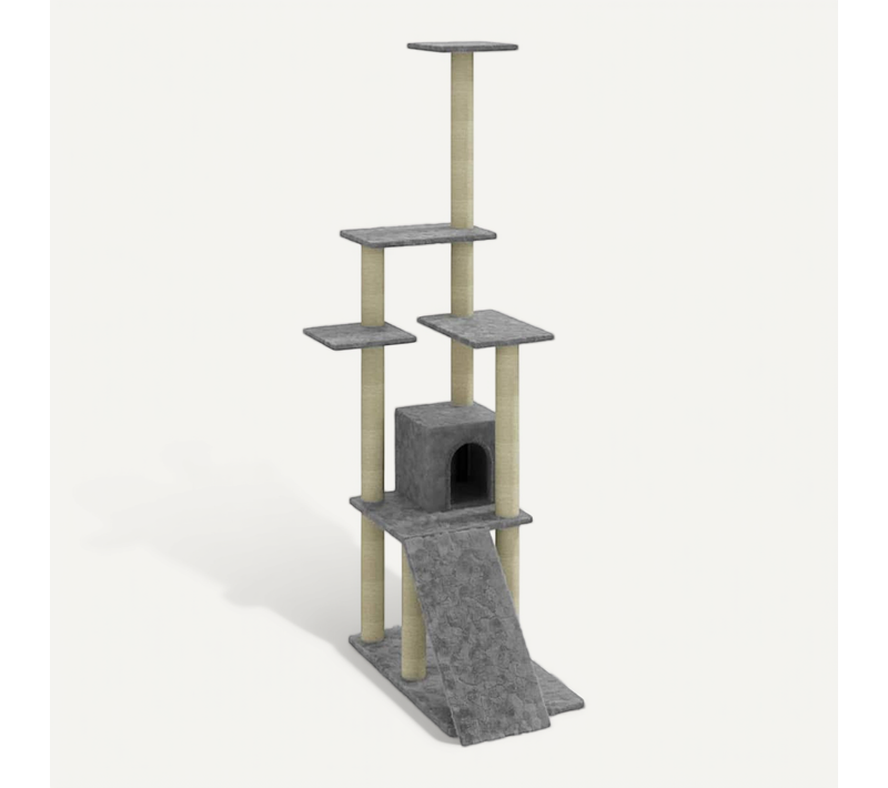 Arbre À Chat Avec Griffoirs En Sisal Gris Clair 155 Cm