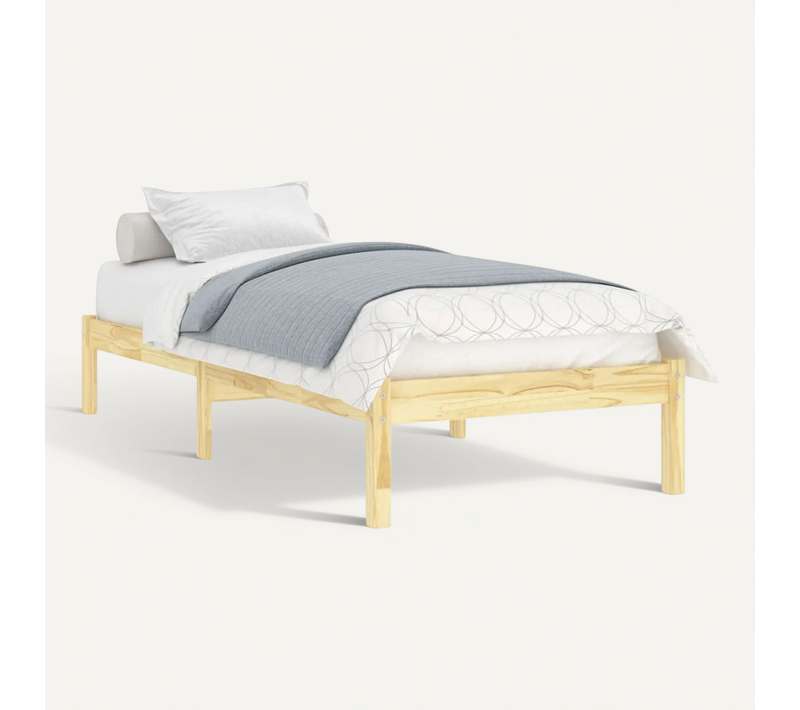 Cadre De Lit Lot 1 Bois Massif Pin Naturel 90x200 Cm Simple Robuste
