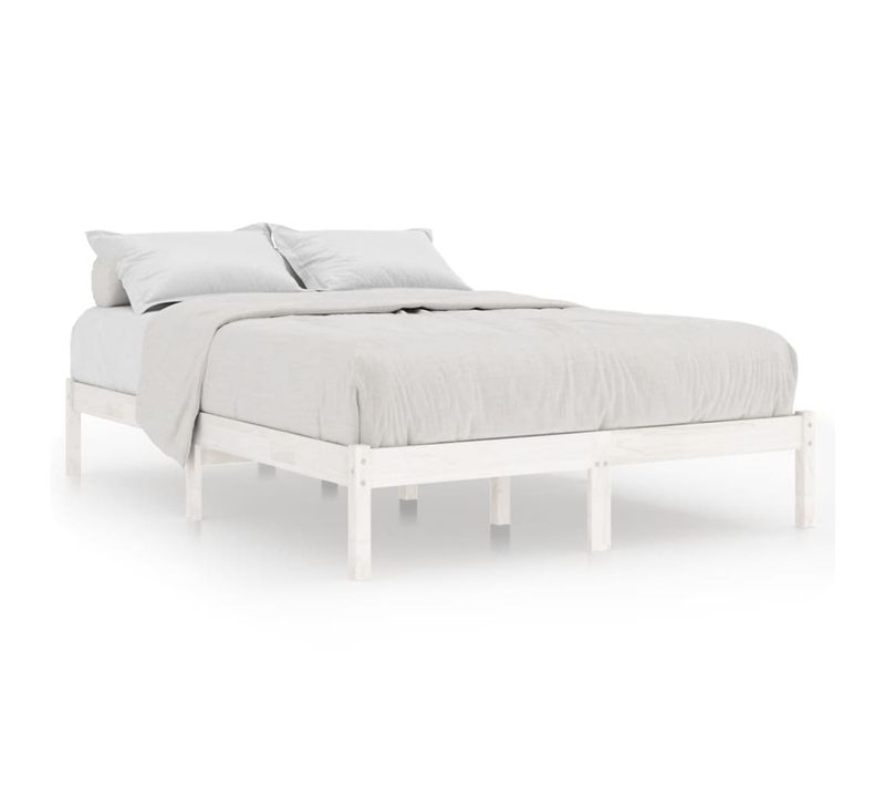 Cadre De Lit Sans Matelas Blanc Bois Massif 120x200 Cm