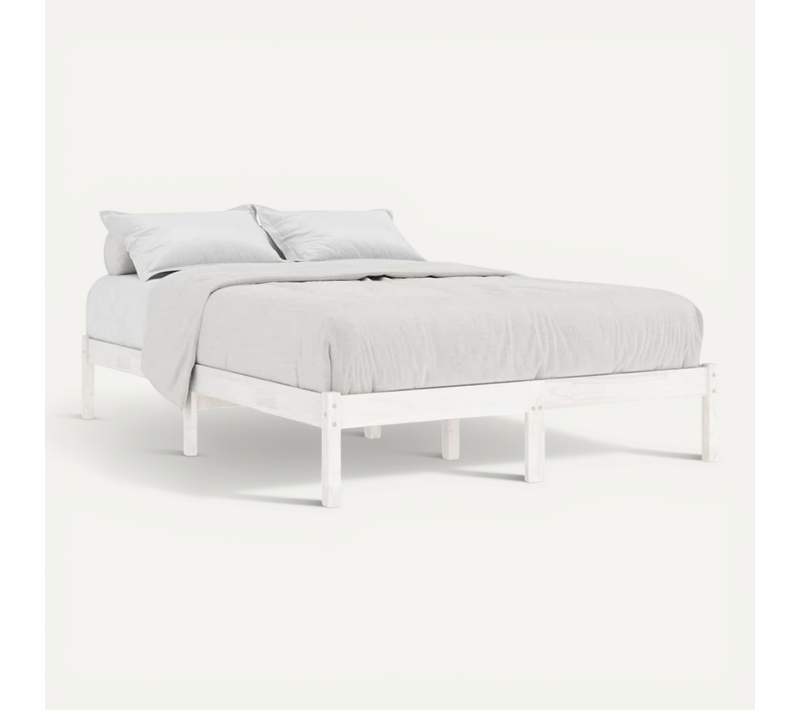 Cadre De Lit Sans Matelas Blanc Bois Massif 180x200