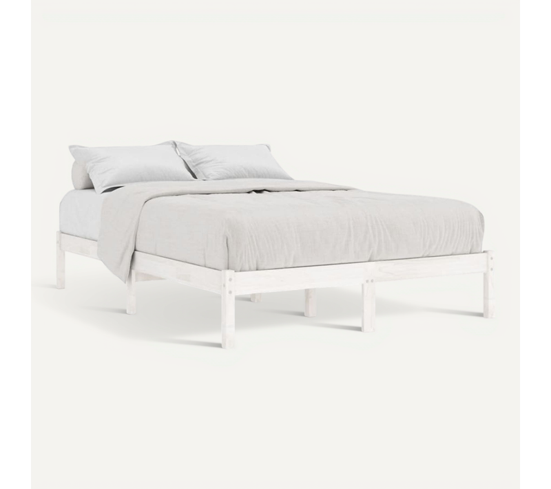 Cadre De Lit Sans Matelas Blanc Bois Massif 200x200 Cm