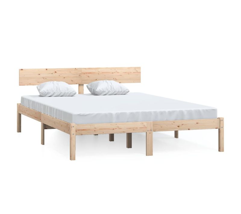 Cadre De Lit Sans Matelas Bois Massif 140x190 Cm