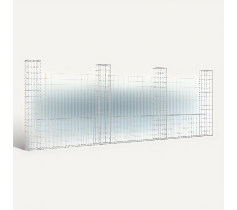 Panier De Gabion En Forme De U Avec 4 Poteaux Fer 380x20x150 Cm