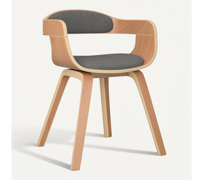 Chaise À Manger Gris Clair Bois Courbé Et Tissu